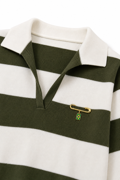 CAMISA POLO TRICOT COM BROCHE