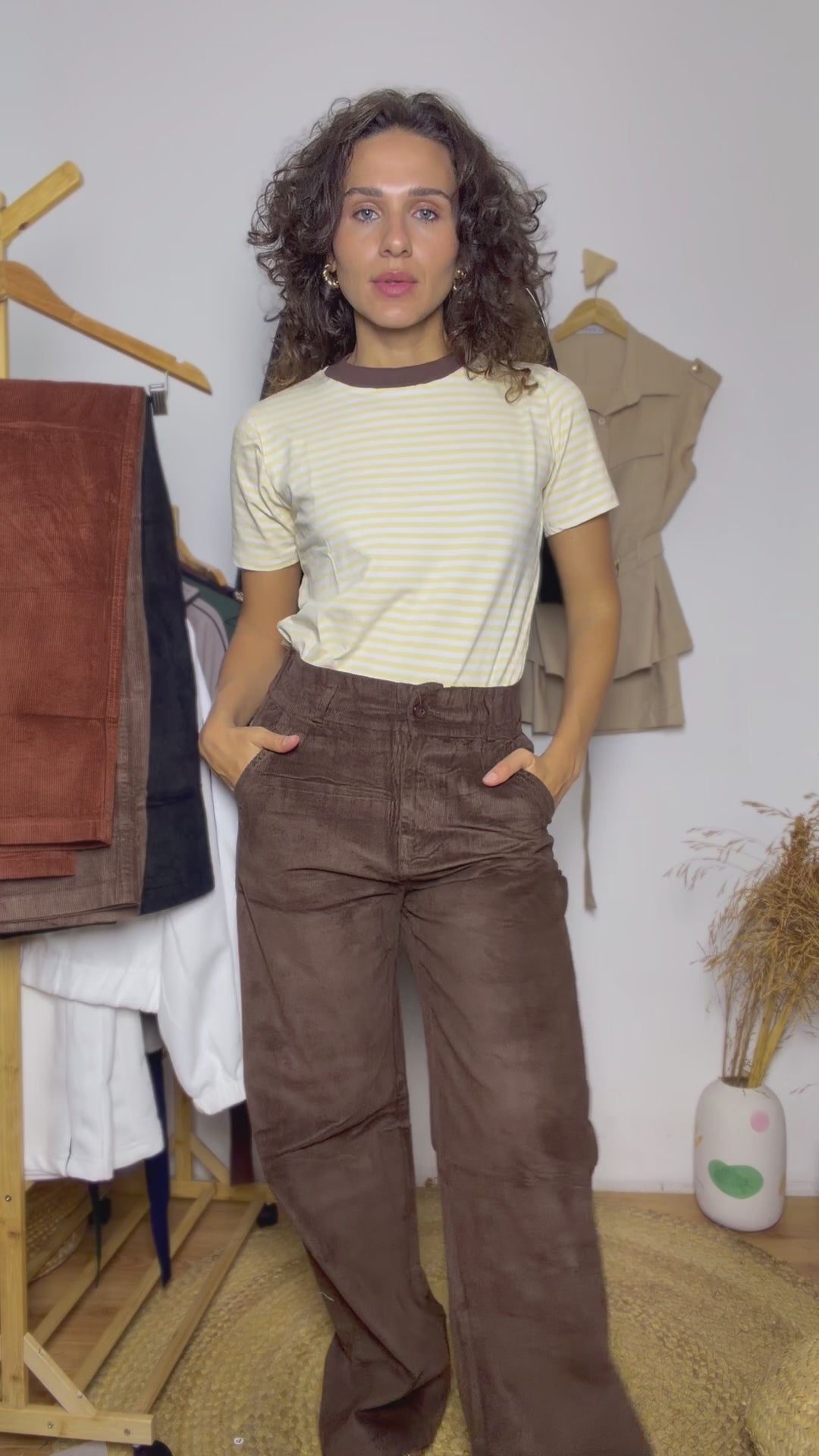 CALÇA VELUDO RETA OVERSIZED